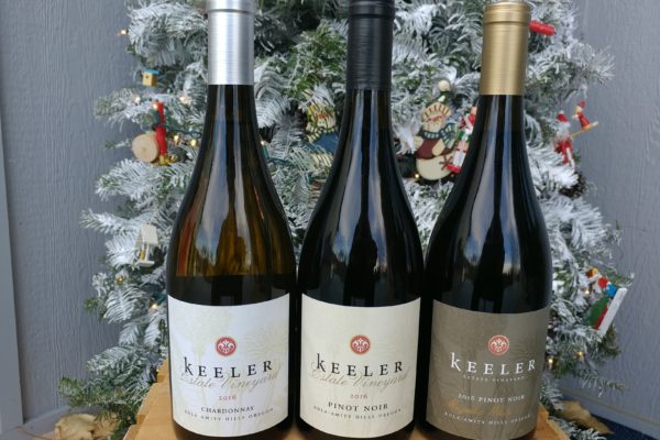 Three bottles of Keeler Estate Vineyard wine