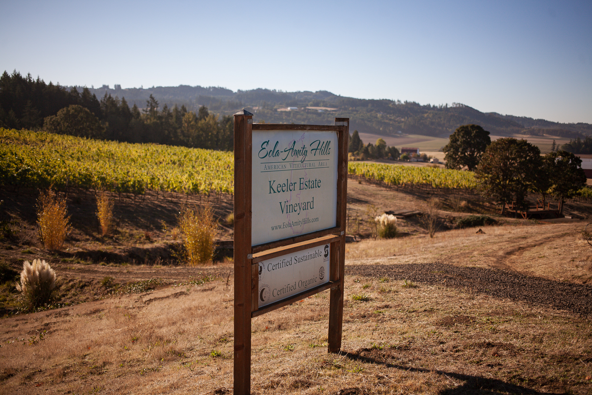 Keeler Estate Vineyard sign in Eola Amity Hills